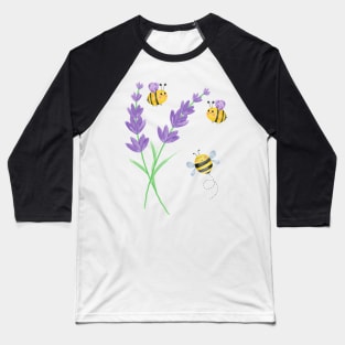 Happy flowers and cute little bees. Baseball T-Shirt